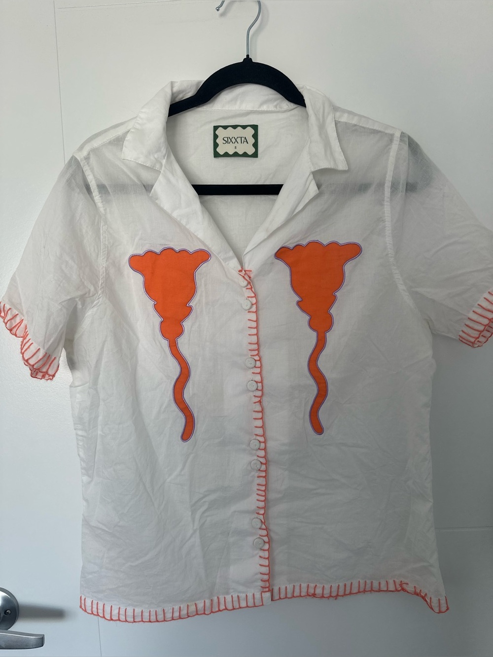 SIXXTA White Short-Sleeve Button-Down Shirt